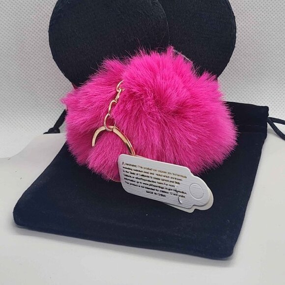 Brand NEW  DARK PINK Pom Pom Keychain - Picture 3 of 3